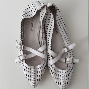 Jeffrey Campbell White Perforated Flats | 8